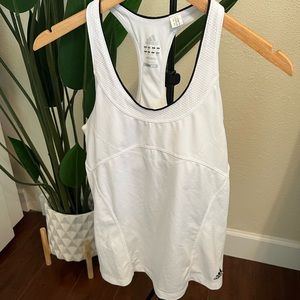 Adidas White athletic muscle workout tank